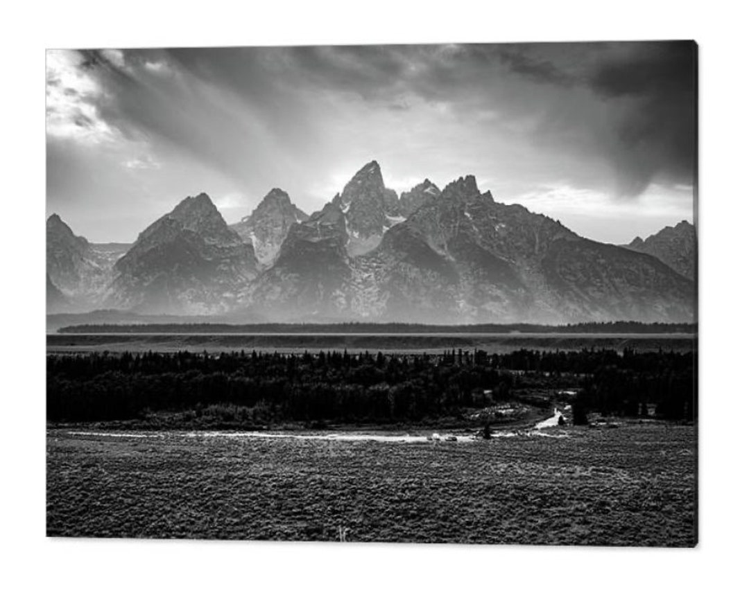 Grand Teton Sunset Print: Black and White Mountain Landscape - Etsy