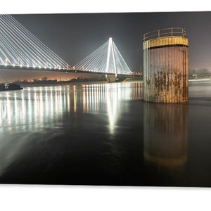Stan Musial Bridge Art: St Louis Cityscape, Mississippi River Print