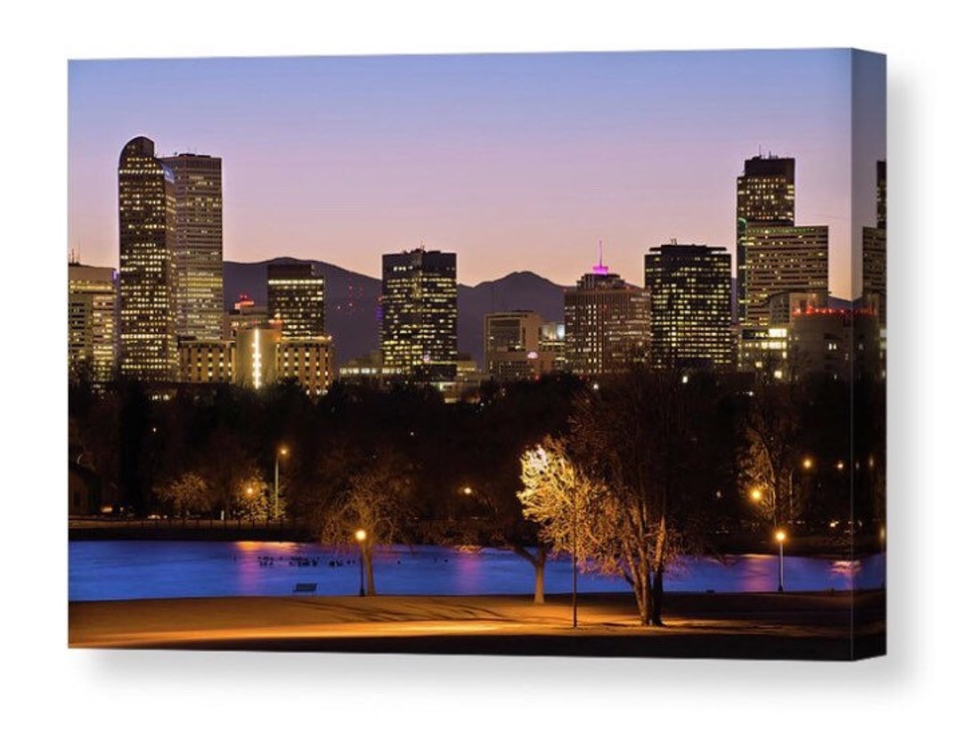 Denver Skyline Wall Art Print Denver Colorado Cityscape Dusk Sunrise