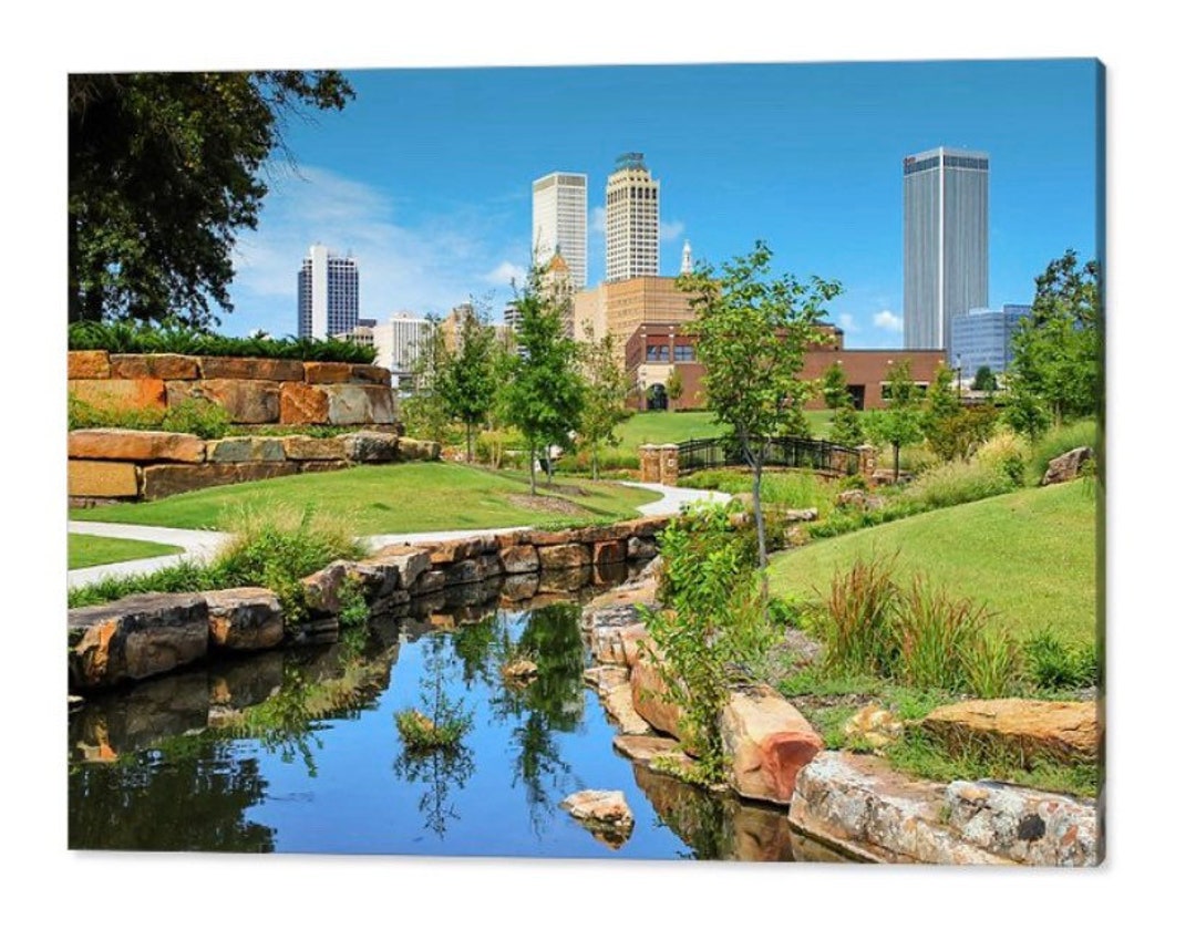 Tulsa Oklahoma Skyline, Tulsa Wall Art, Veterans Centennial Park