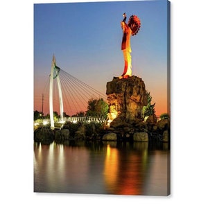 Keeper Of The Plains Print: Wichita Kansas Dusk Cityscape Photography