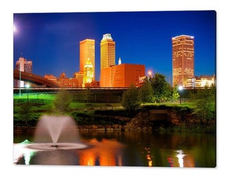 Tulsa Skyline Print, Centennial Park, Tulsa Oklahoma, Vibrant Cityscape, Tulsa Architecture, Architectural Decor, Tulsa Wall Art