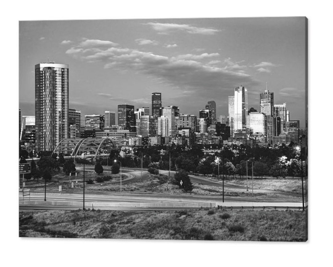 Denver Skyline BW Print Denver B&W Wall Art Colorado Etsy