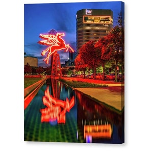 Dallas Pegasus Neon Sign Print: Texas Landmark Photography