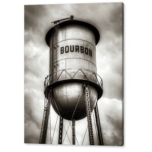 Bourbon Whiskey, Water Tower Tank, Sepia Clouds, Bourbon Missouri, Cellar Art, Man Cave Prints, Bourbon Photos, Monochrome Decor, Cigar Room