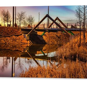 Tulsa Gathering Place Sunset Print: Kings Post Bridge Architecture