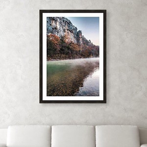 Arkansas Roark Bluff, Buffalo River Prints, Steel Creek, Autumn Landscape, Ozark Mountains, Fall Wall Decor, Fog, Mist, Nature, Beauty