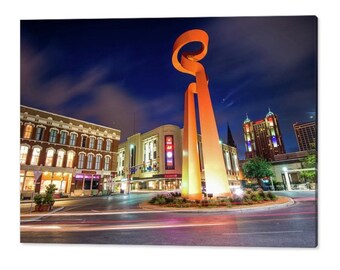 San Antonio Skyline Print: Torch of Friendship, Texas Wall Art