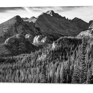 Rocky Mountain Wall Art, Black and White Print, Monochrome Wall Decor, Estes Park Colorado, Mountain Landscape Print, B&W Mountain Art