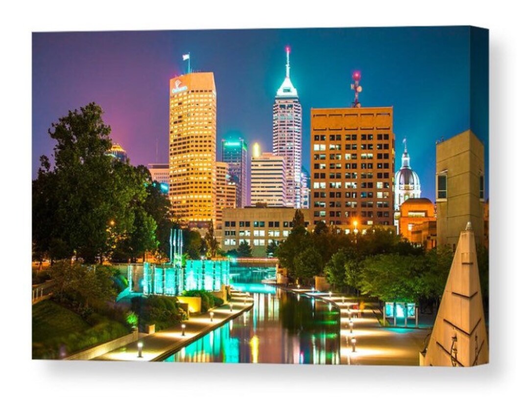 Indianapolis Skyline Wall Art, Indianapolis Canal Walk Print, Indiana