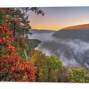 Hawksbill Crag Sunrise, Whitaker Point, Clouds Morning, Autumn Landscape, Arkansas Mountains, Ozarks, Fall Decor, Nature Prints