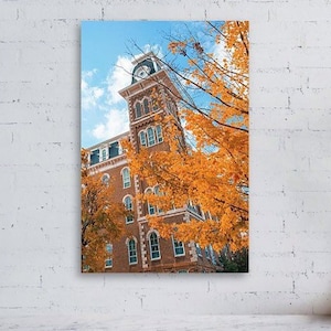 Arkansas Old Main Print, Arkansas Landmarks, Campus Prints, Autumn Colors, Fall Tree Landscape, Fayetteville Arkansas Wall Art