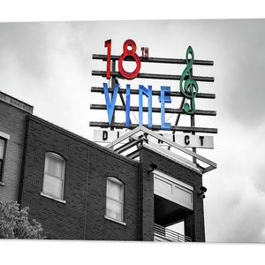 Kansas City 18th & Vine Neon Sign Art Print: Selective Color Photography
