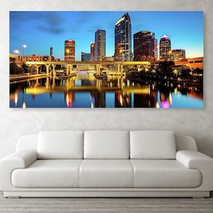 Tampa Bay Skyline Print: Florida Riverwalk Panorama, Cityscape Wall Art