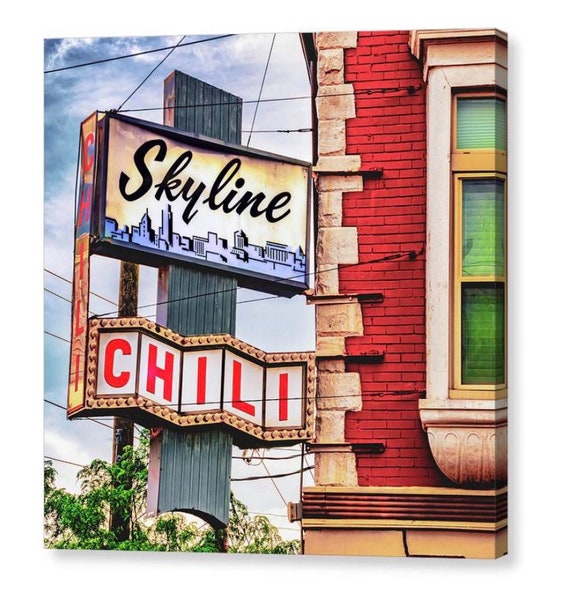 Vintage Skyline Chili Sign Print: Cincinnati Landmark Wall Art - Etsy