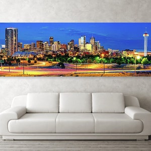 Denver Colorado Skyline Colorful Panoramic Cityscape - Architecture Wall Art Panorama - Home and Office Decor - Corporate Photography
