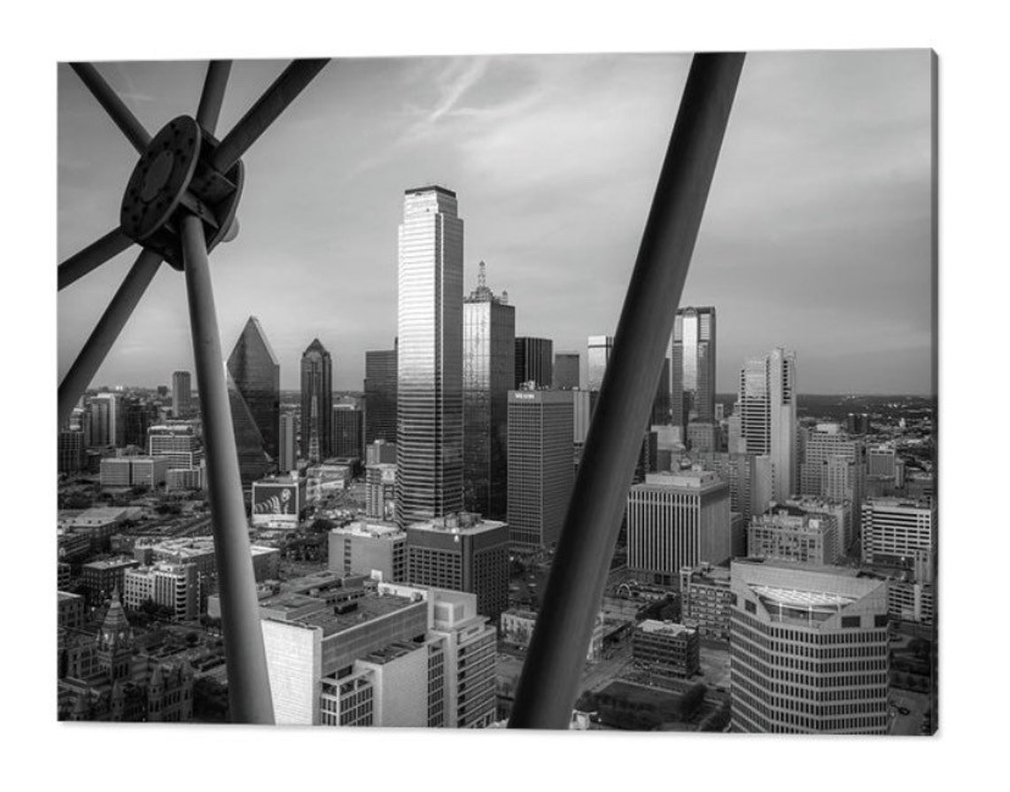 Dallas Skyline Print Dallas Cityscape Black and White Etsy