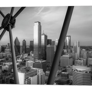 Dallas Skyline Print, Dallas Cityscape, Black and White, Monochrome Decor, Dallas Texas Wall Art, Dallas Architecture, Reunion Tower