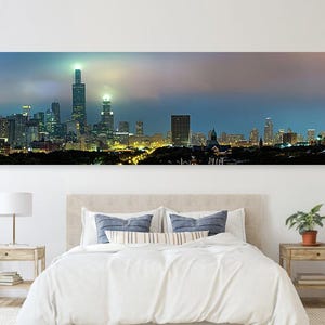 Chicago Skyline Panoramic Wall Art Print - Chicago Illinois Architecture Cityscape - Large Format Panorama Photograph