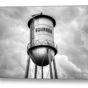 Bourbon Water Tower, Vintage Bourbon Print, BW Bourbon Art, Monochrome Wall Art, Bourbon Canvas Print, Black and White, Missouri Art