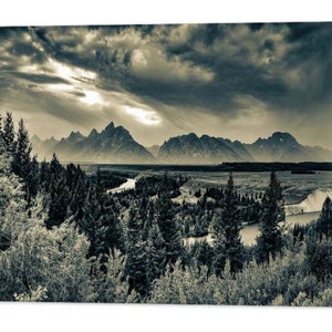 Grand Teton Sepia Print: Snake River Overlook, Wyoming Landscape
