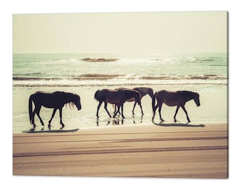Corolla Wild Horses Print: Outer Banks Seascape, Coastal Beach Art