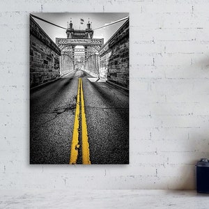 Cincinnati Roebling Bridge Print: Selective Color Cityscape Wall Art