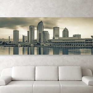 Tampa Bay Skyline Print: Sepia Panorama, Florida Cityscape