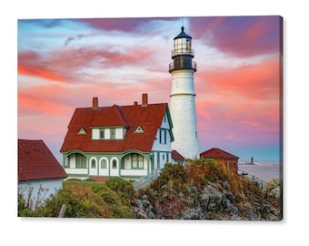 Portland Head Lighthouse Sunset Print: Cape Elizabeth Maine Coastal Art