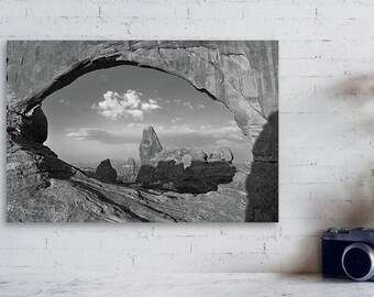 Utah Landscape Monochrome Wall Art Print - Arches National Park Art - BW Moab Utah Desert Landscape - Home Decor Nature Print