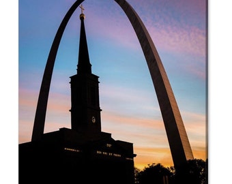 Saint Louis Arch, Cathedral And Arch, Morning Silhouettes, Square Format, Wall Art Decor, Gateway Arch, St Louis Missouri, Architectural Art