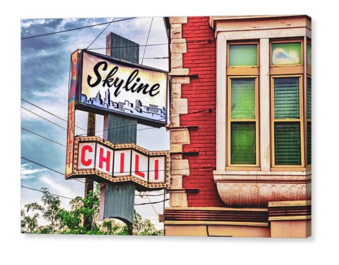 Cincinnati Skyline, Vintage Chili Sign, Cincinnati Ohio, Wall Decor ...
