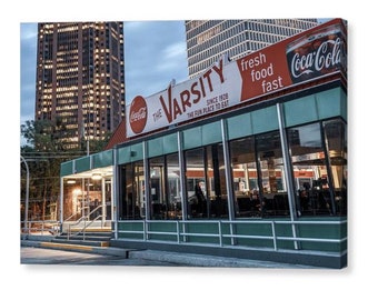 Atlanta Varsity Restaurant, Georgia Artwork, Architectural Decor, Atlanta Wall Art, Framed, Canvas, Vintage Cafe, Downtown, Landmark, Icon