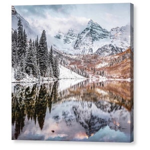 Maroon Bells Autumn Snow Print: Aspen Colorado Mountain Landscape