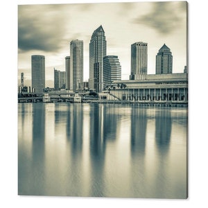 Tampa Bay Skyline Sepia Print: Florida Cityscape Art