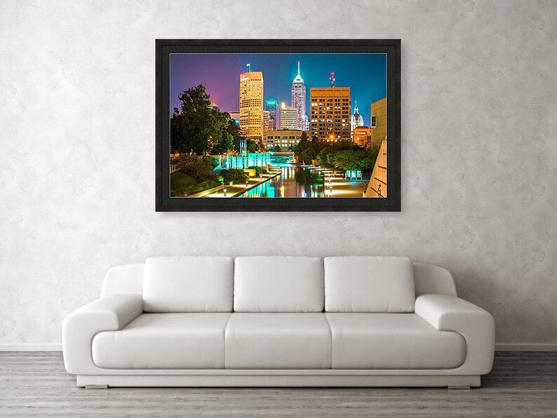 Indianapolis Skyline Wall Art Indianapolis Canal Walk Print Etsy