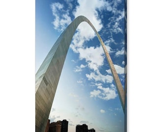 Saint Louis Arch, Skyline Print, St Louis Artwork, Gateway Arch, Architecture Wall Decor, Home Decor, Arch and Clouds, Missouri Cityscape