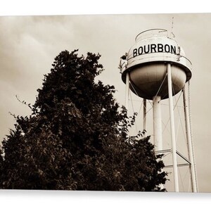 Bourbon Whiskey Water Tower Sepia Print: Missouri Landmark Art