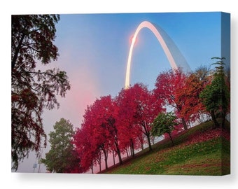 Saint Louis Arch, Autumn Wall Art, St Louis Arch Print, Fall Color Landscape, Cityscape Art, Architecture Print, Missouri Art