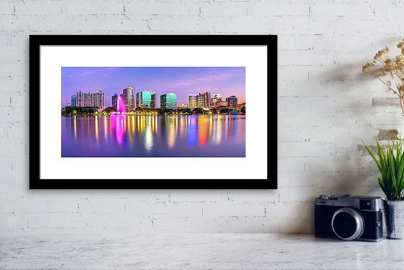 Orlando Skyline Panoramic Print Florida Lake Eola Colorful - Etsy