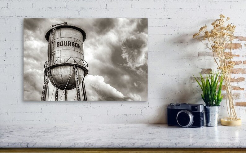 Bourbon Whiskey Print, Bourbon Barrel Art, Bourbon Canvas Print, Bourbon Wall Decor, Whiskey Decor, Sepia Art, Clouds and Sky image 2