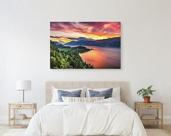 Columbia River Gorge Vibrant Sunset Print: Oregon Landscape, Pacific Northwest Photography