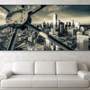 Dallas Skyline Print: Sepia Panorama from Reunion Tower