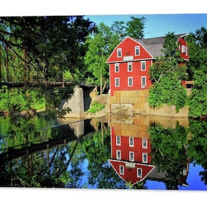War Eagle Mill Print: Ozark Mountain Bridge Reflection Art