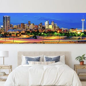 Denver Colorado Skyline Panorama Print: Colorful Cityscape Wall Art