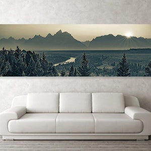 Snake River Overlook Print: Sepia Grand Teton National Park Panorama