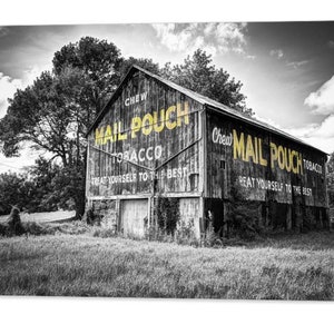 Mail Pouch Tobacco Barn, Selective Color, Ohio Print, Rural Wall Decor, Farmhouse Print, Black and White, Northeast Ohio