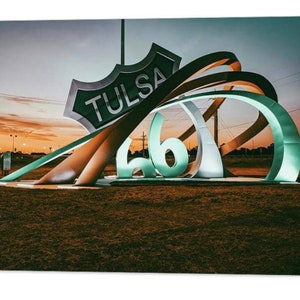 Vintage Route 66 Rising Sunrise, Tulsa Oklahoma, Broken Arrow, Landmark, Icon, Sculpture, Statue, Architectural Decor