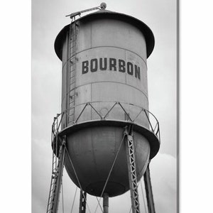 Bourbon Whiskey Print, Bourbon Water Tower Art, Bourbon Wall Decor, Whiskey Decor, Monochrome Wall Art, Framed Print, Black and White