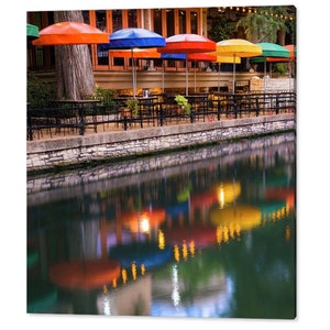 San Antonio Riverwalk, Texas Art, Colorful Umbrellas, Square Format, Wall Art, Home Decor, Lone Star State, River Walk Decor